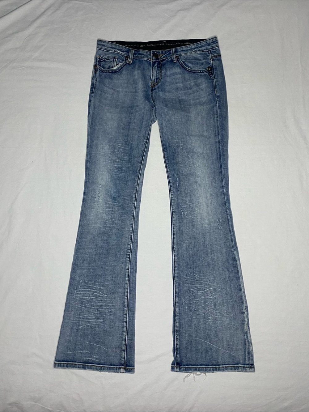 ReRock for Express Bootcut Jeans Light Blue Flare Embroidered Pocket Women 8R